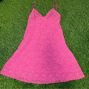 Victoria’s Secret pink lace mesh floral sexy lingerie dress slip tank top